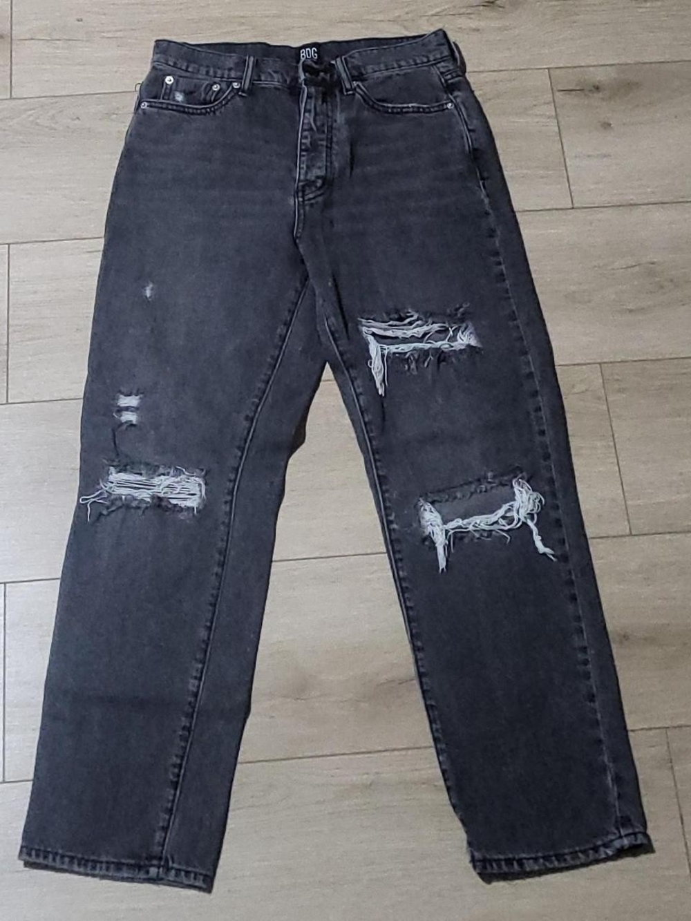 BDG Men's Black Distressed Straight Jeans
